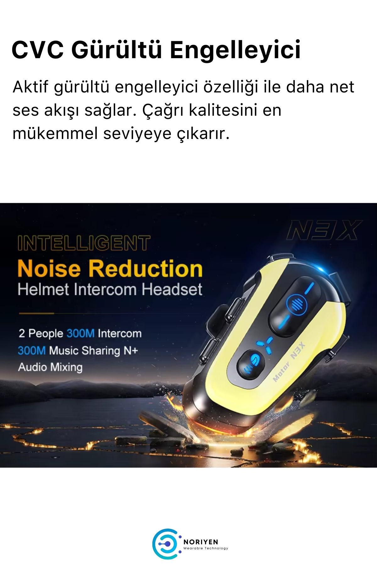 Yeni Nesil Motosiklet Kask Interkom Mikrofonlu Gürültü Engelleyici NX3 RGB Bluetooth Kulaklık