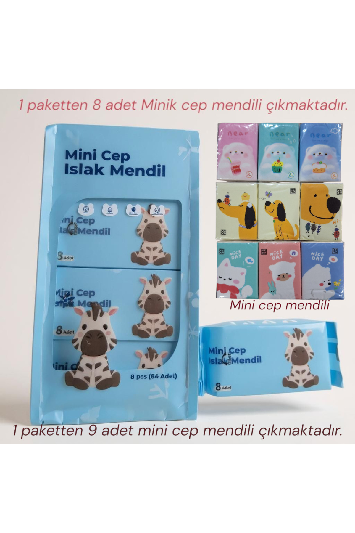 EMPA A V M 1 paket Minik Islak Cep Mendili 9 paket Mini cep mendili ve 100`lü Minik kağıt sabun 3 lü set fotoğrafı 3 (önizleme)