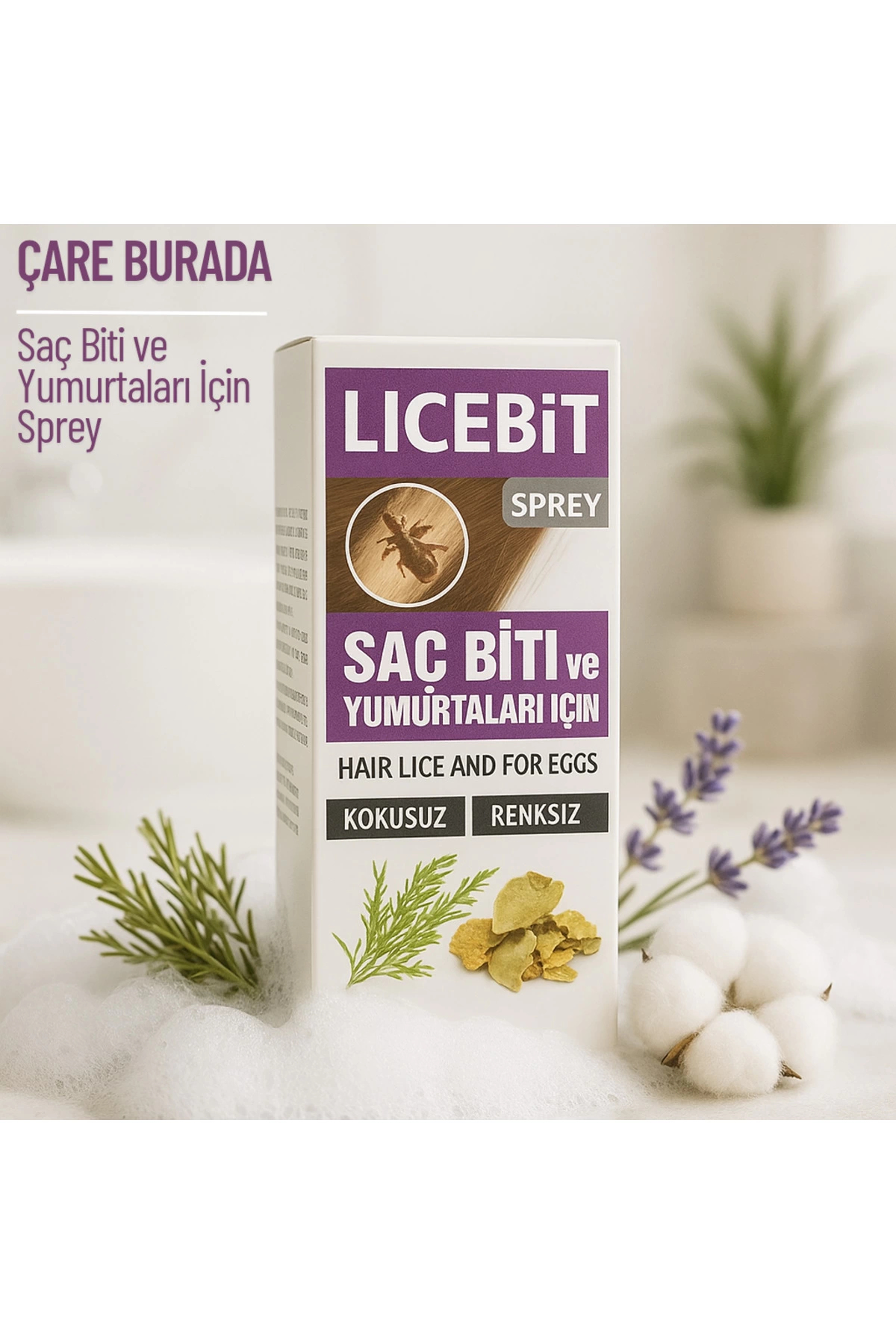 Çare Burada Licebit - Saç Biti ve Yumurtaları İçin Saç Spreyi 75 Ml (Kokusuz, Böcek İlaçsız, Renksiz) — licebitsaçspreyçare