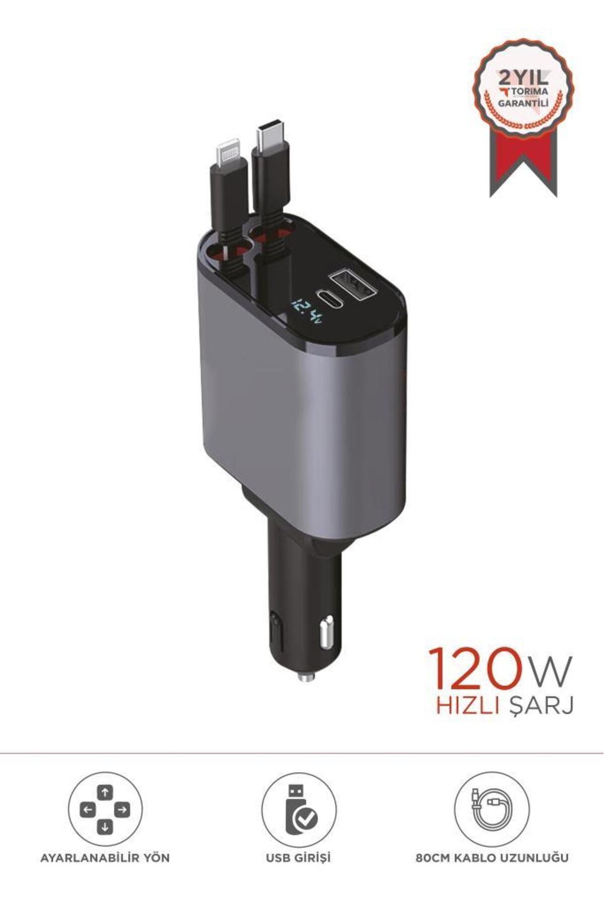Torima G16 120W Süper Hızlı Şarjlı Araç Şarj Cihazı – Çift Type-C