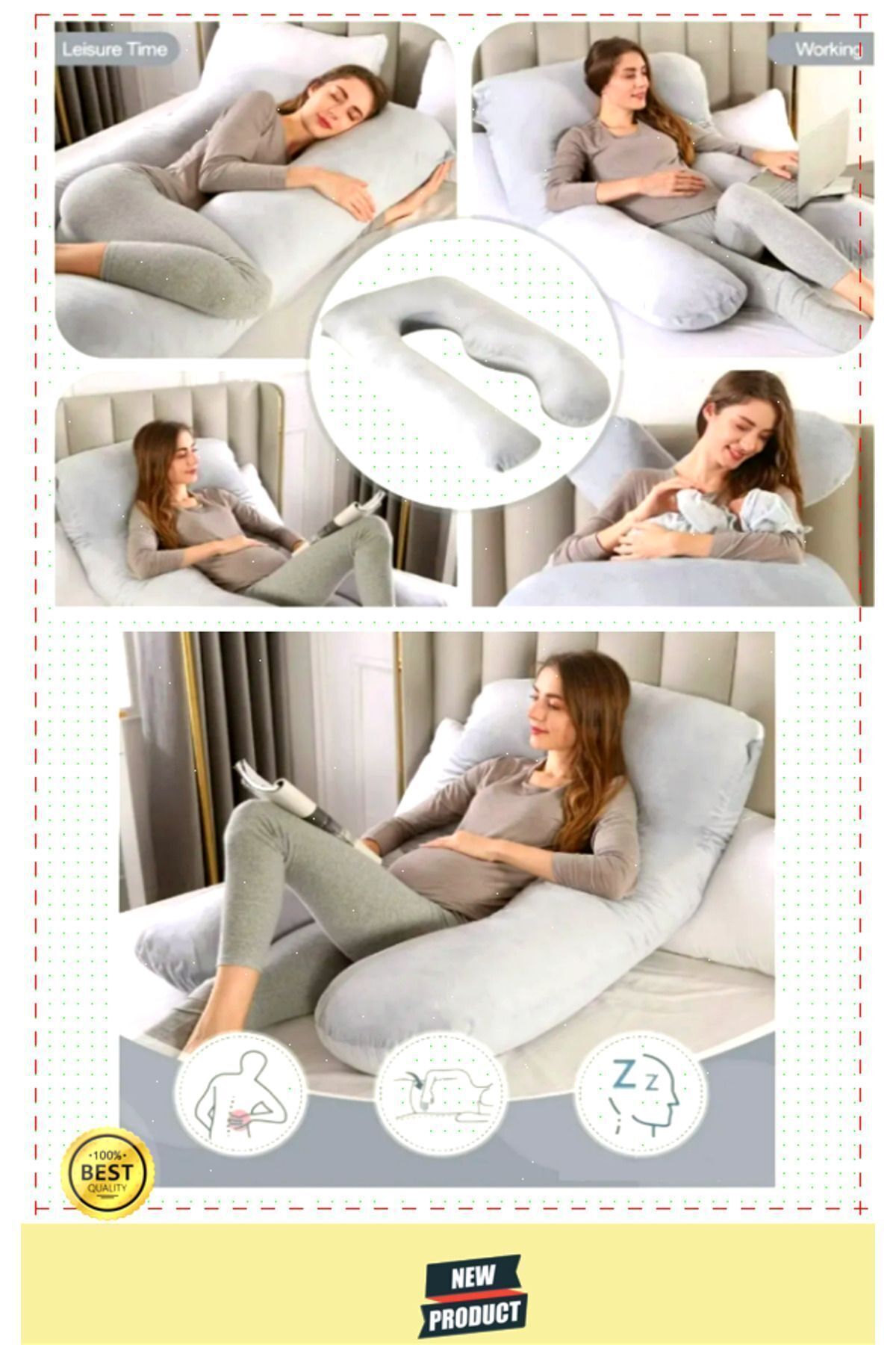 OMZ Yıkanabilir Kılıflı Sırt Bacaklar ve Göbek Destekli Hamile Yastığı fotoğrafı 7 (önizleme)