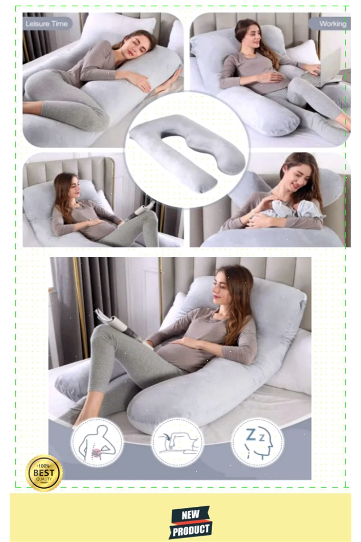 OMZ Şekilli Tam Vücut Yastığı Çıkarılabilir Kılıflı Hamile Yastığı fotoğrafı 6 (önizleme)