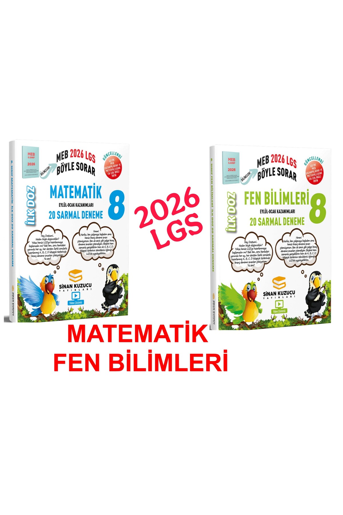 SİNAN KUZUCU YAYINLARI 8.sınıf MATEMATİK + FEN BİLİMLERİ '2'li