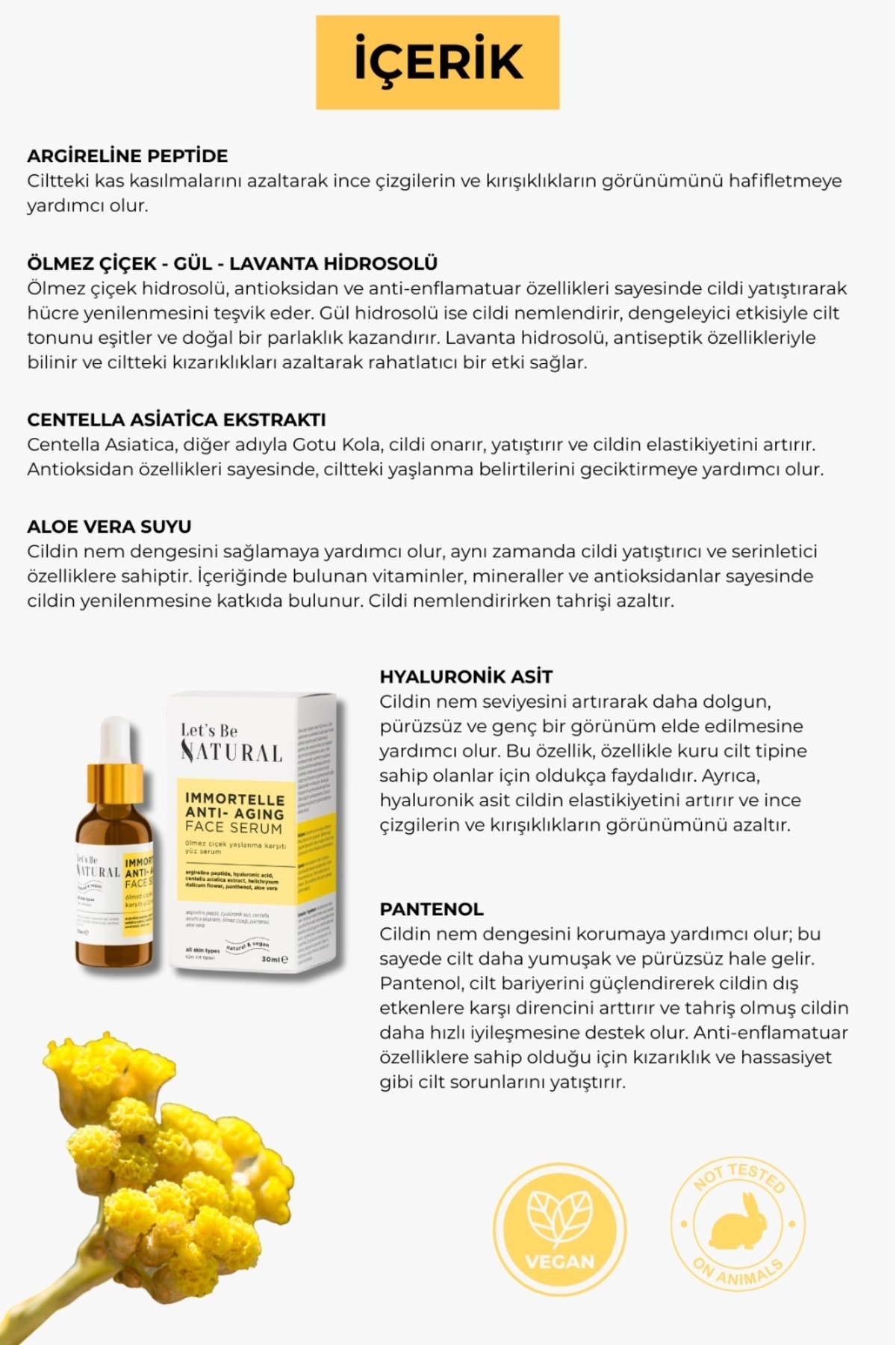 Ölmez Çiçek Yaşlanma Karşıtı Serum Seti, Argireline Peptit İçeren Formül, 2'li Set — ÖÇYSS — تصویر 4 از 6