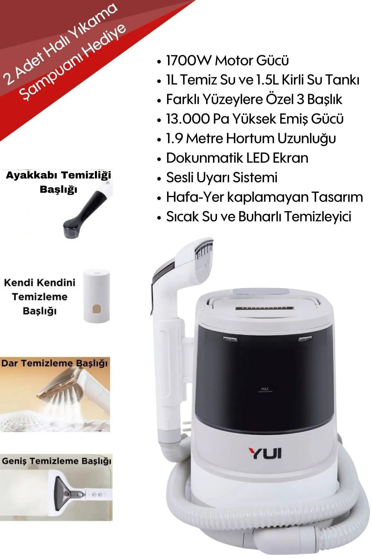 Yui Xv12 Pro Max 1700 W Buharlı Koltuk Ve Halı Yıkama Makinesi -buharlı Temizlik Makinesi