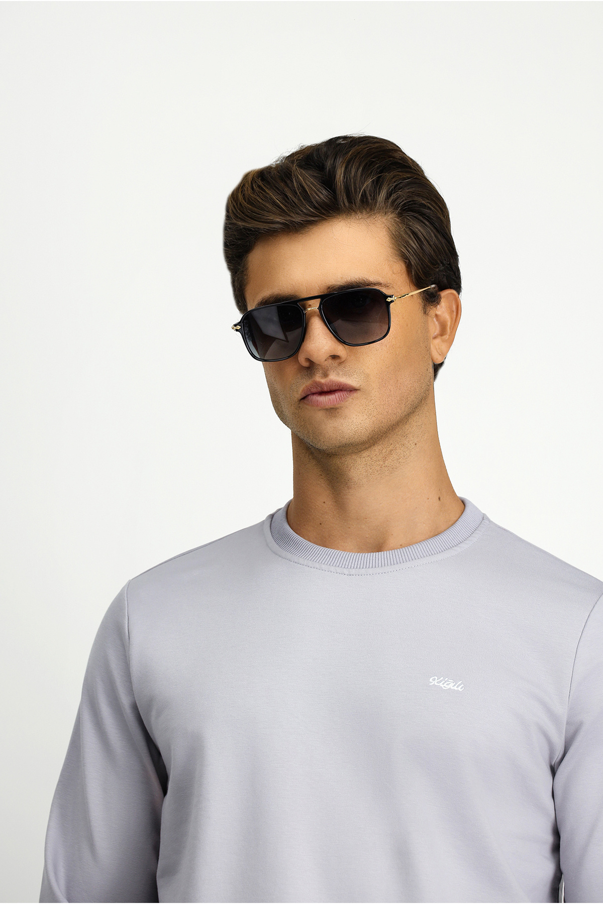 Kiğılı  Bisiklet Yaka Regular Fit Nakışlı Basic İnce Sweatshirt - Görsel 4