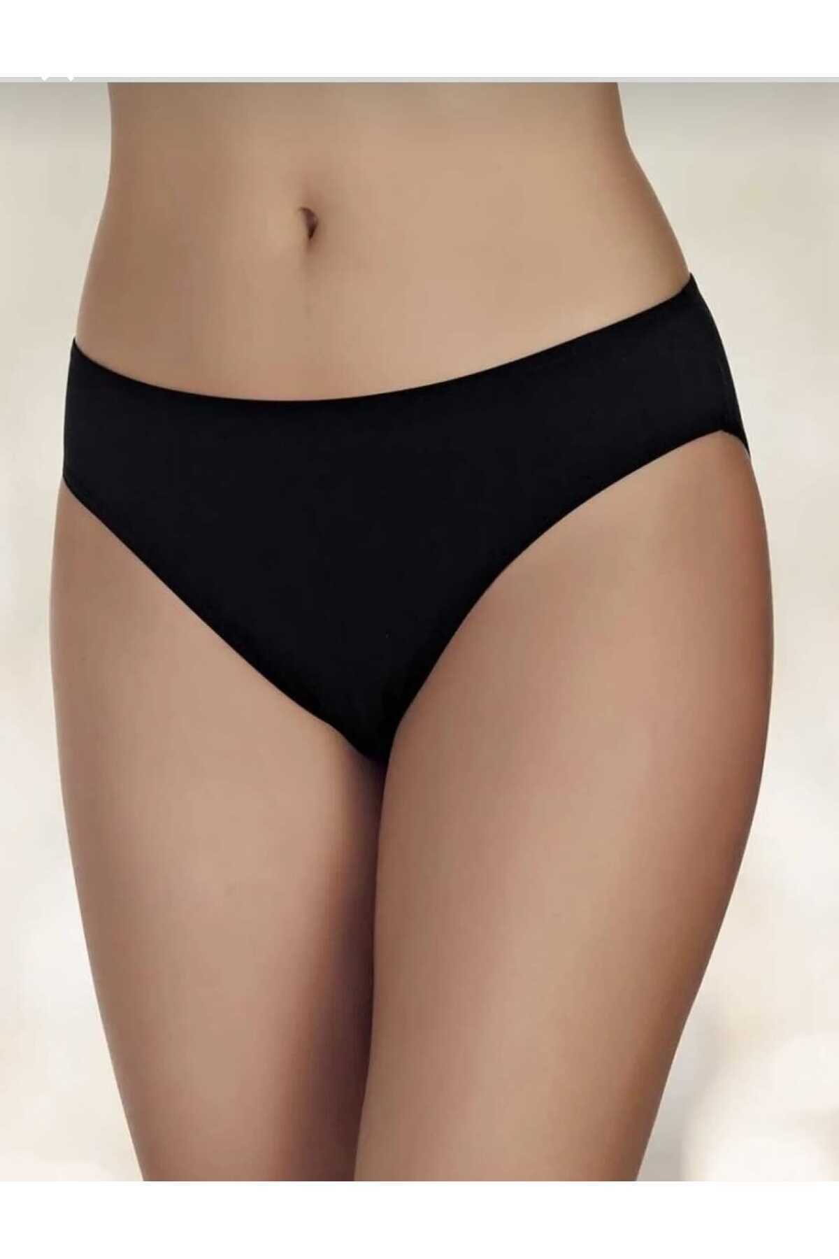 6-Piece Cotton Rib Heart Bikini Briefs Black