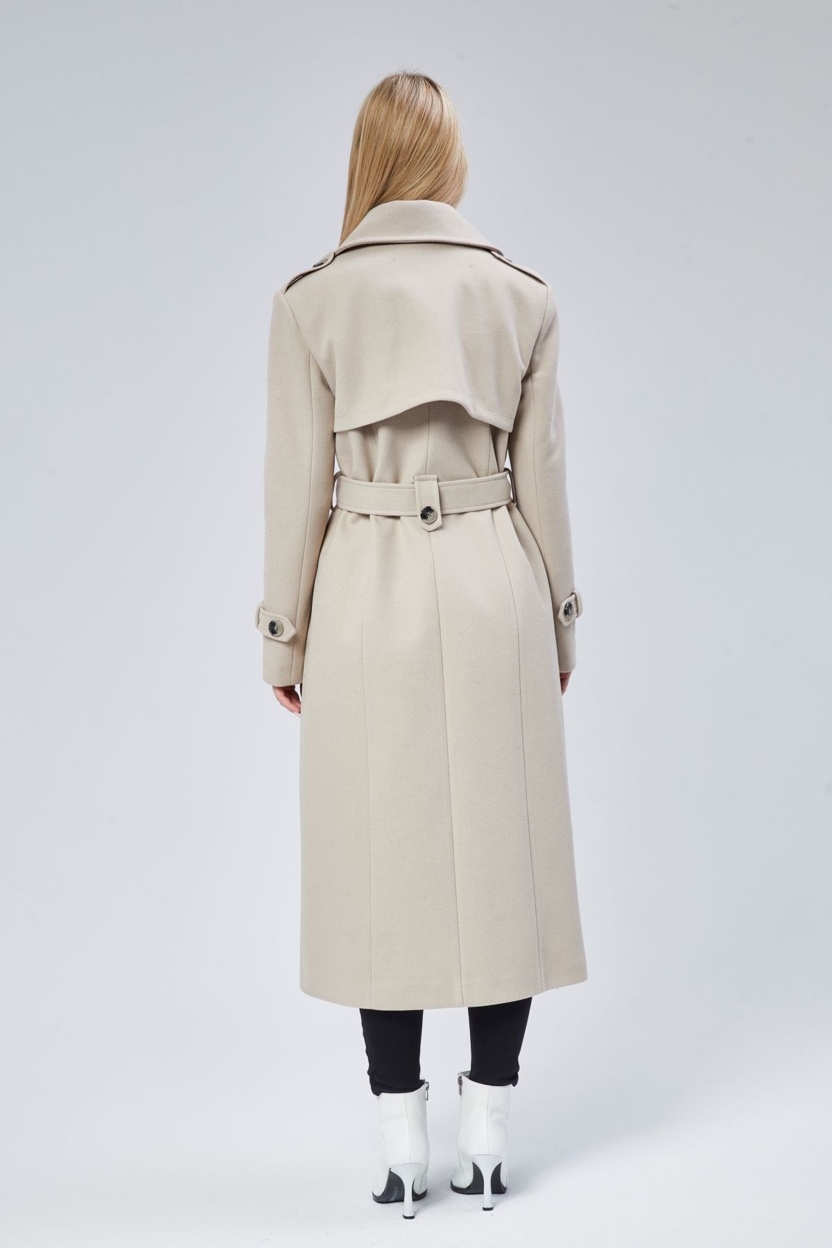 Bolivente  Kadın Regular Rüzgarlık Detaylı Kaşe Kaban - Görsel 8