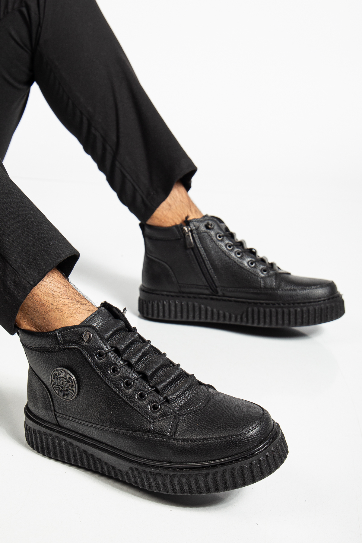 EFNANSHOES Siyah Su&Soğuha Dayanıklı Garantili Akıllı Bağcıklı Fermuarlı Kışlık Erkek Bot görsel 3
