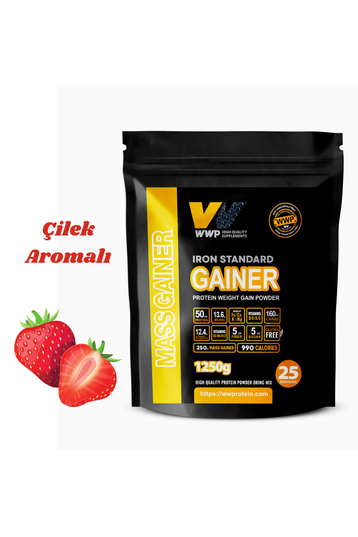 WWP IRON STANDARD GAINER – Gerçek Sporcular İçin Kilo ve Kas Desteği – 1250g – Çilek Aromalı