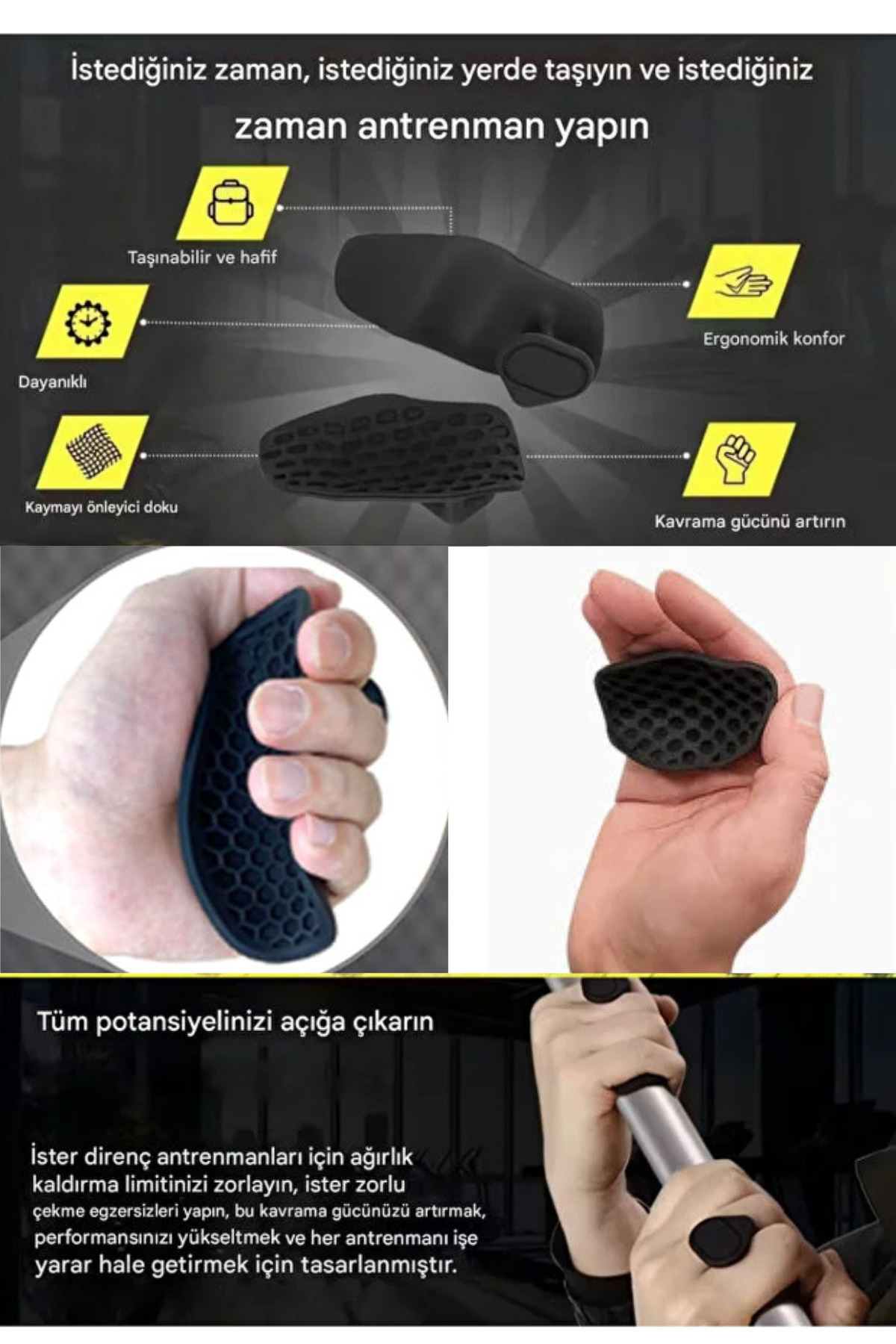 MİNGODAN Dambıl Fitness Ağırlık Kavrama Pedi Kondisyon, Barfiks, Egzersiz Aletleri İçin Kaymaz Avuç İçi Ped