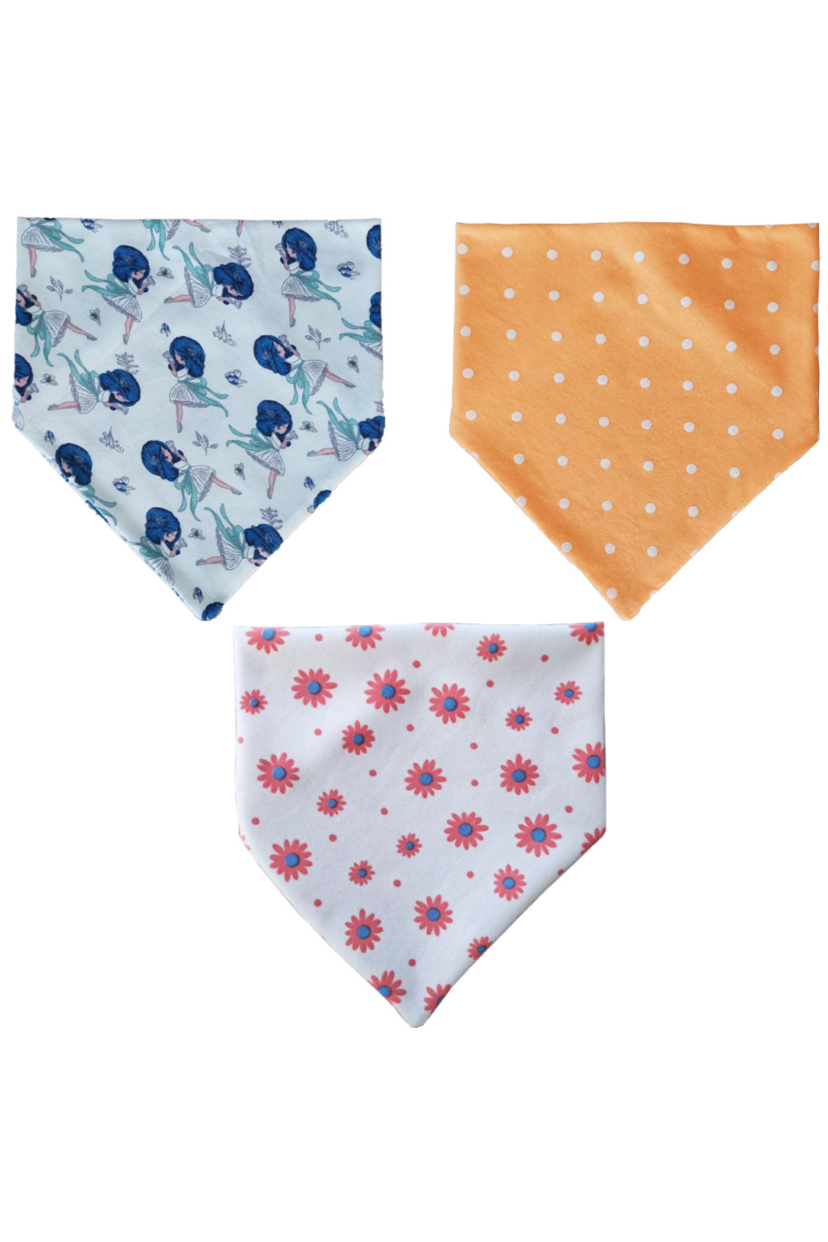 Baby Minik Kız Bebek Üçgen Fular Penye Salya Ve Mama Önlüğü 10 Adet fotoğrafı 3 (önizleme)