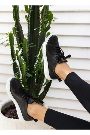 oflamaz Sneakers Kadın Ayakkabı Su Geçirmez Deri Malzemeden Üretilmiştir Taba...