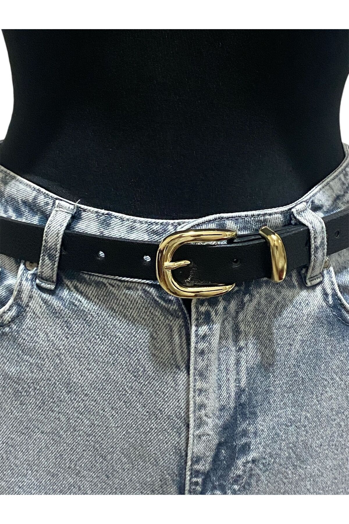 Gesa Kadın Gold Tokalı Siyah Kemer görsel 5