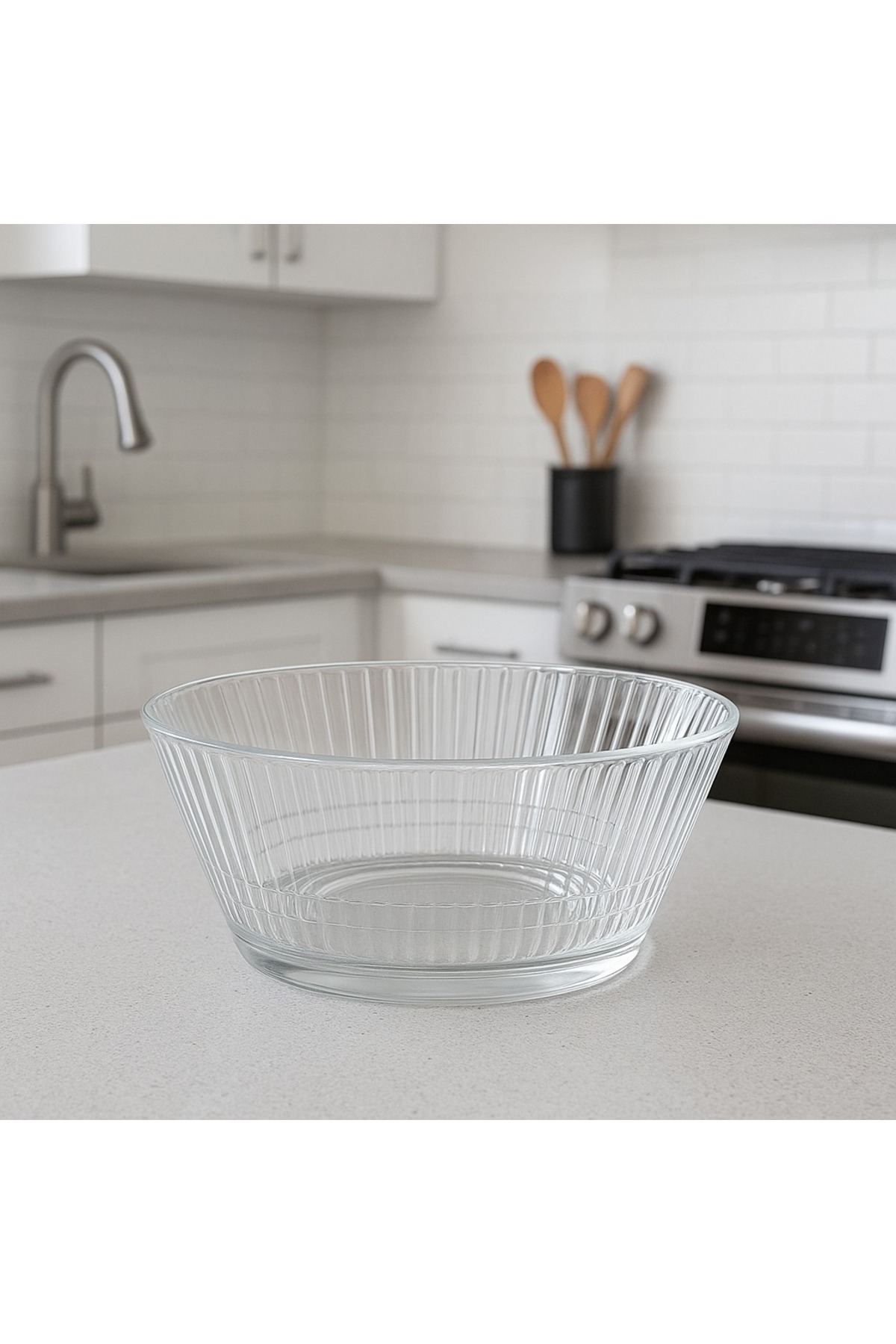 Crystal-Looking Glass Bowl – Stylish Salad, Fruit and Serving Bowl