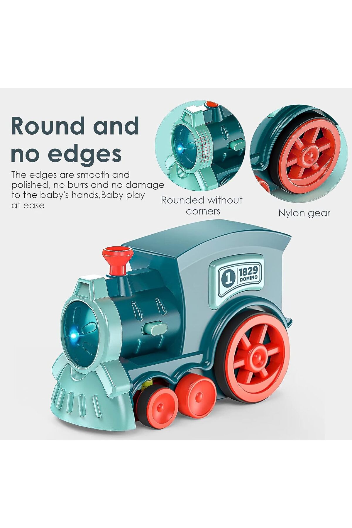 مجموعه قطار دومینو با چراغ‌ها و صداها، ۶۰ بلوک رنگارنگ، اسباب‌بازی آموزشی ساختنی STEM برای سنین مختلف