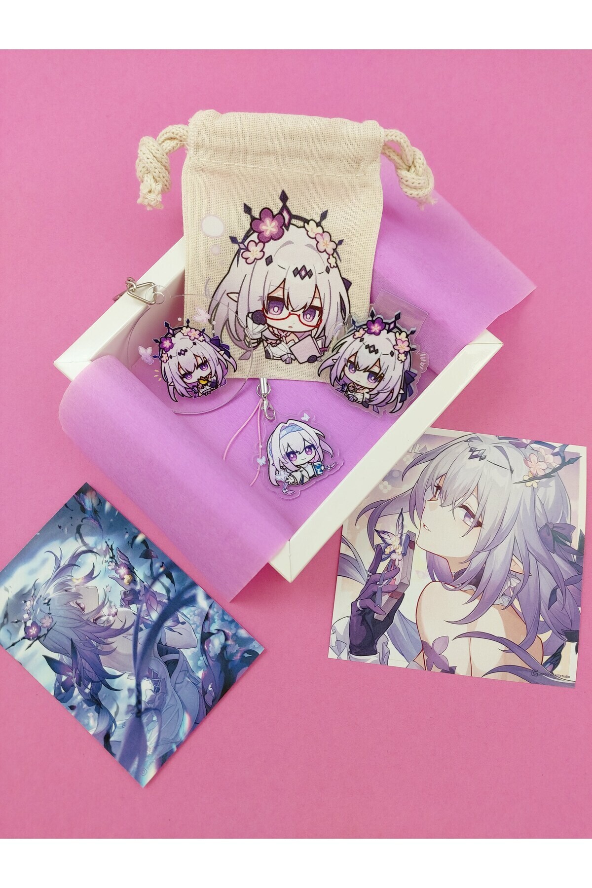 ganbarou art studio Honkai Star Rail Castorice kese, anahtarlık, magnetli kitap ayracı, charm hediye seti