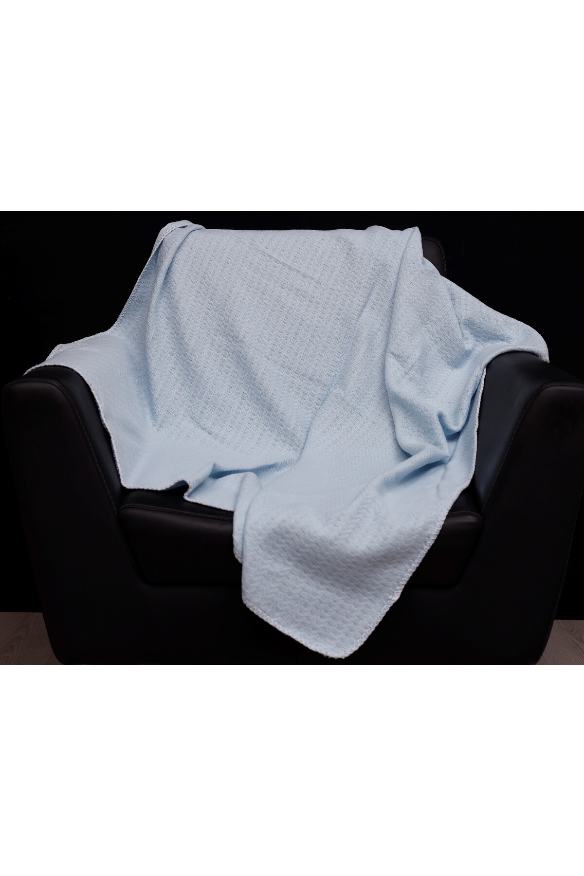 MoonBaby Organik Örgü Desen Bebek Pikesi & %100 Pamuklu 105 X 105 Bebek Battaniyesi - Mavi fotoğrafı 5 (önizleme)