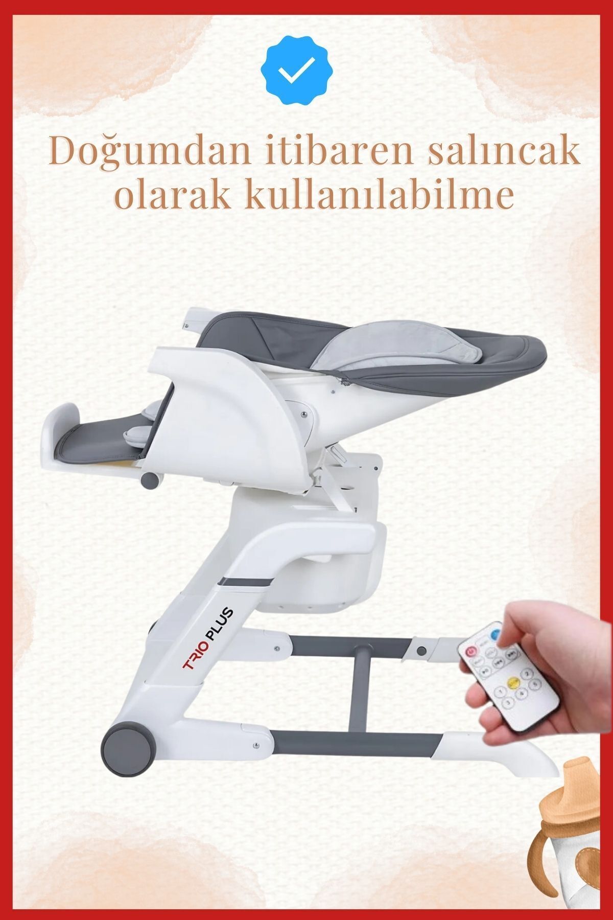 modabebekler Sese Duyarlı Bluetooth Özellikli Otomatik Lucca Model Kumandalı Mama Sandalyesi fotoğrafı 2 (önizleme)