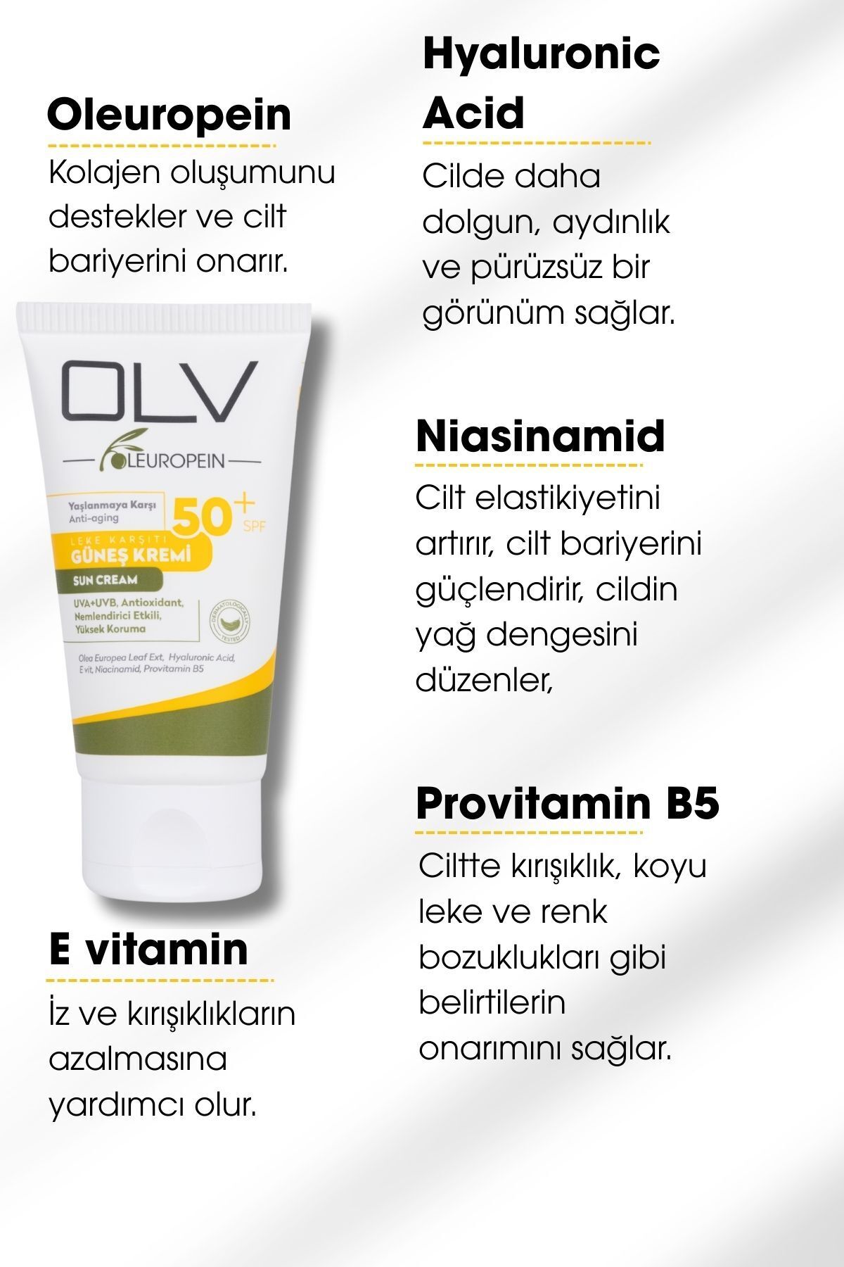 Spf 50 Yaşlanma Karşıtı Leke Karşıtı Güneş Kremi 50 ml — OLV002 — تصویر 3 از 8