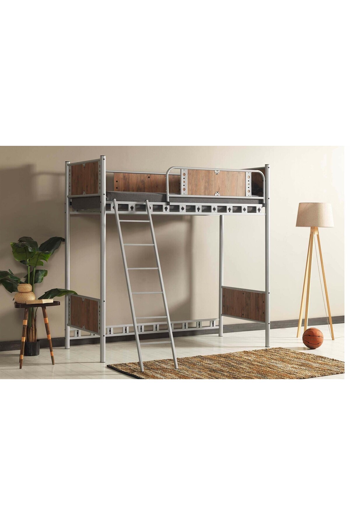 ARGİMO Prizma Genç Çocuk Odası Metal Ranzalı Karyola 90x200 Gri