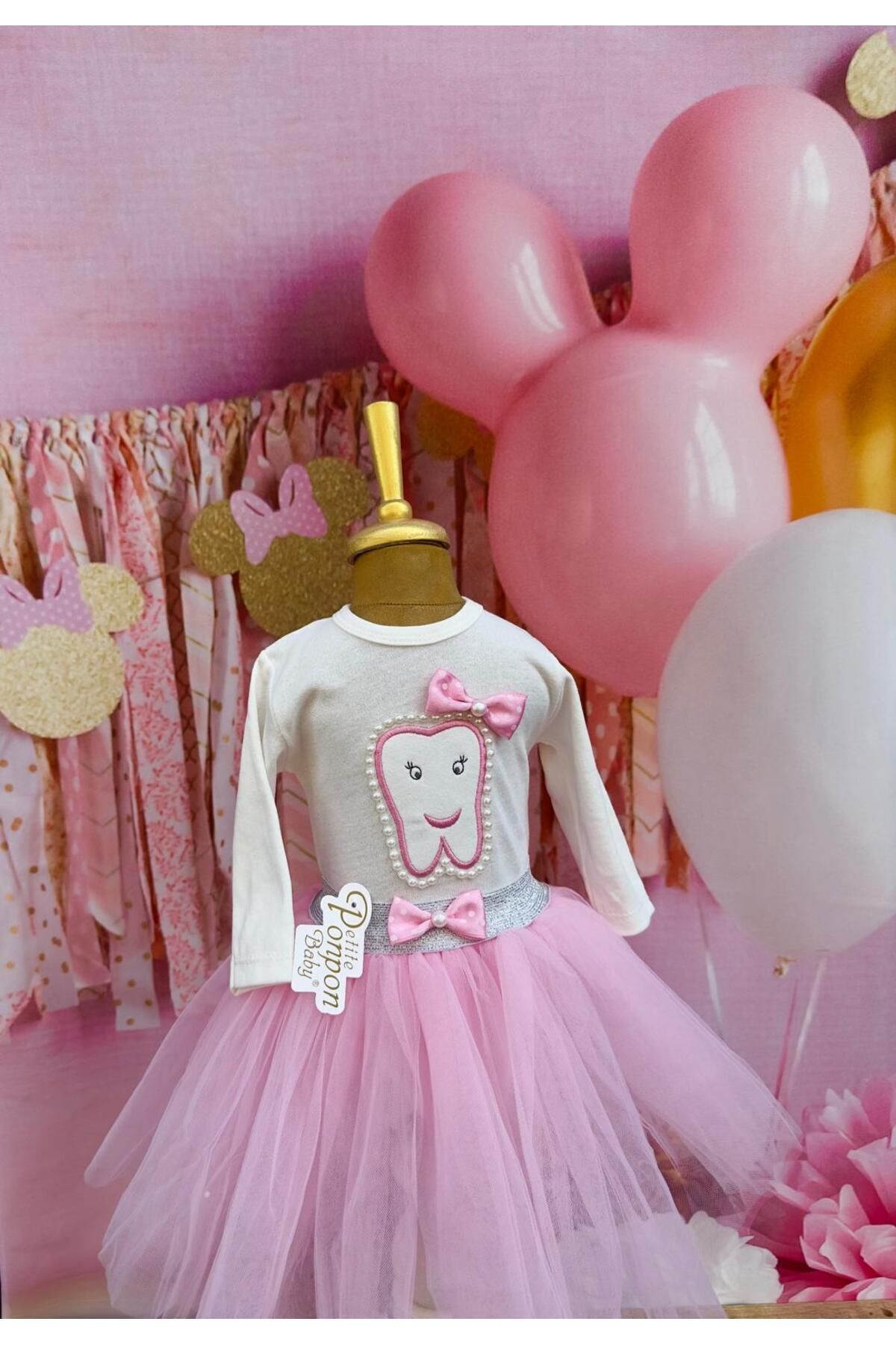 Petite Ponpon Baby Kız Bebek Doğum Günü Parti Kıyafeti Tütü Etek Diş Buğdayı fotoğrafı 6 (önizleme)