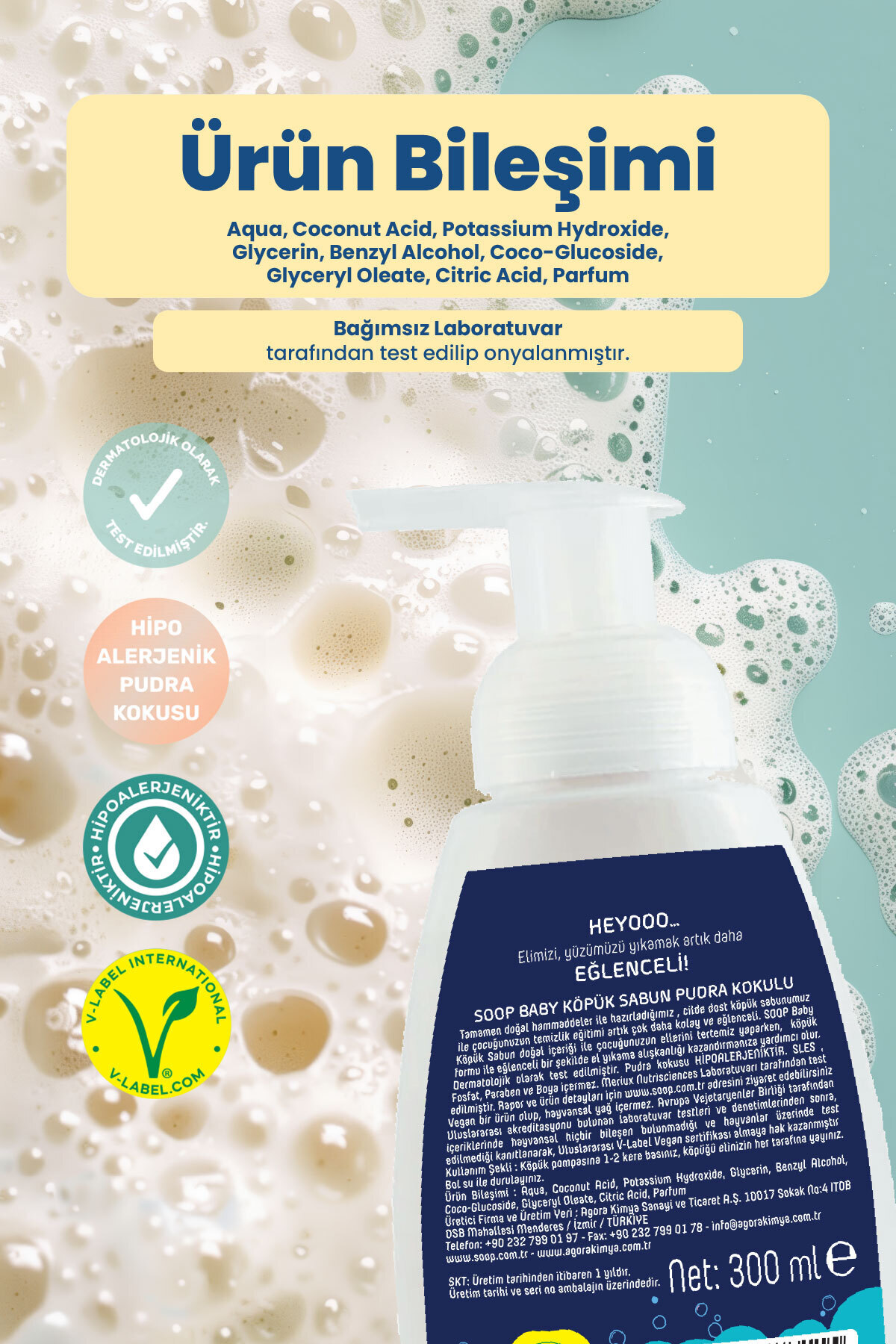 SOOP %100 Doğal Çocuk Köpük Sabun Dinozor 2x300 mL Pudra Kokulu Bitkisel Hipoalerjenik fotoğrafı 5 (önizleme)