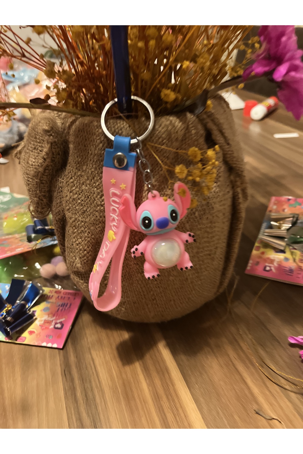 labubu sepeti LABUBU STİTCH bebek arabası , ev , çanta Anahtarlığı, Çanta Aksesuarı fotoğrafı 3 (önizleme)
