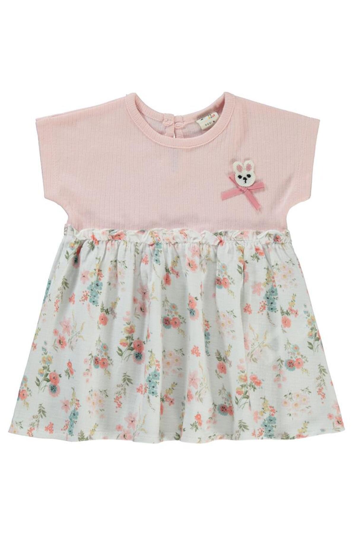 سیویل بیبی لباس مجلسی گل دوزی شده سایز ۶-۱۸ ماه - پودری سایز ۱۲-۱۸ ماه