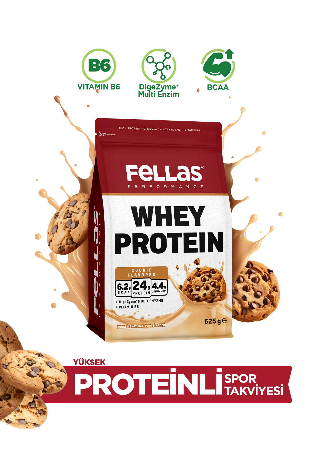Fellas Whey Protein Tozu Kurabiye Aromalı 525g