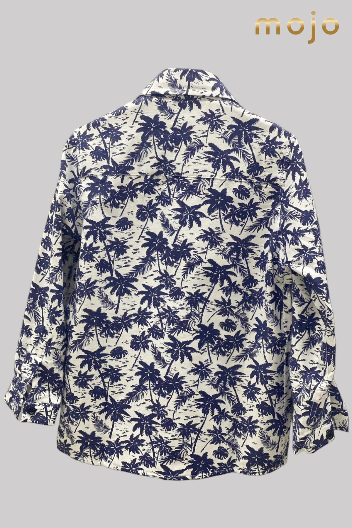 Woorage Erkek Bebek 1-5 Yaş Desenli Katlamalı Kol Gömlek 4015 Lacivert fotoğrafı 2 (önizleme)