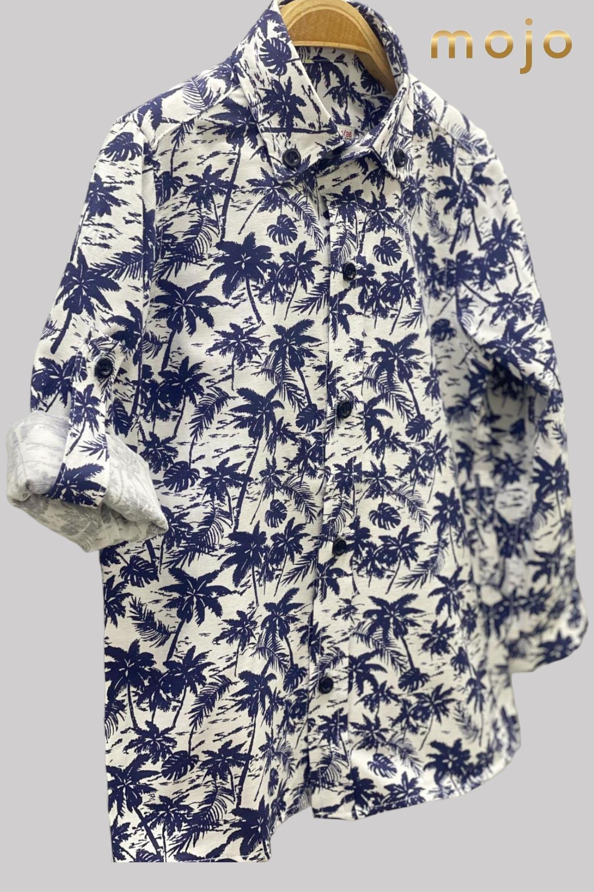 Woorage Erkek Bebek 1-5 Yaş Desenli Katlamalı Kol Gömlek 4015 Lacivert fotoğrafı 3 (önizleme)