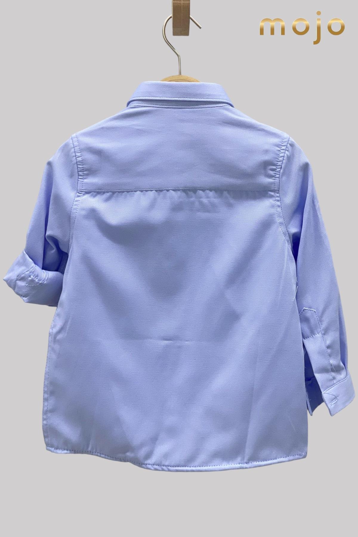 Woorage Erkek Bebek 1-5 Yaş Katlamalı Kol Gömlek 4013 Mavi fotoğrafı 2 (önizleme)