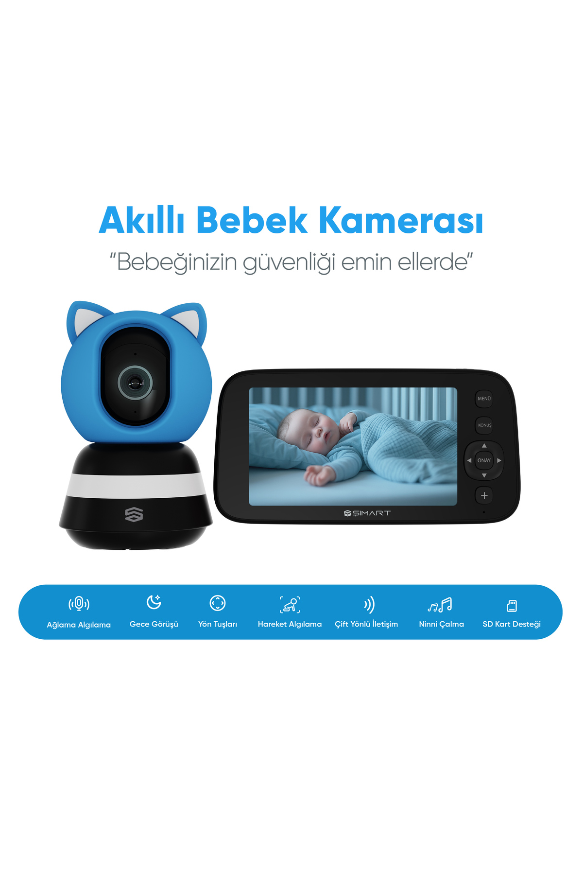 Şımart Akıllı Bebek Kamerası, Ağlama ve Hareket Algılama, Çift Yönlü Sesli İletişim fotoğrafı 2 (önizleme)