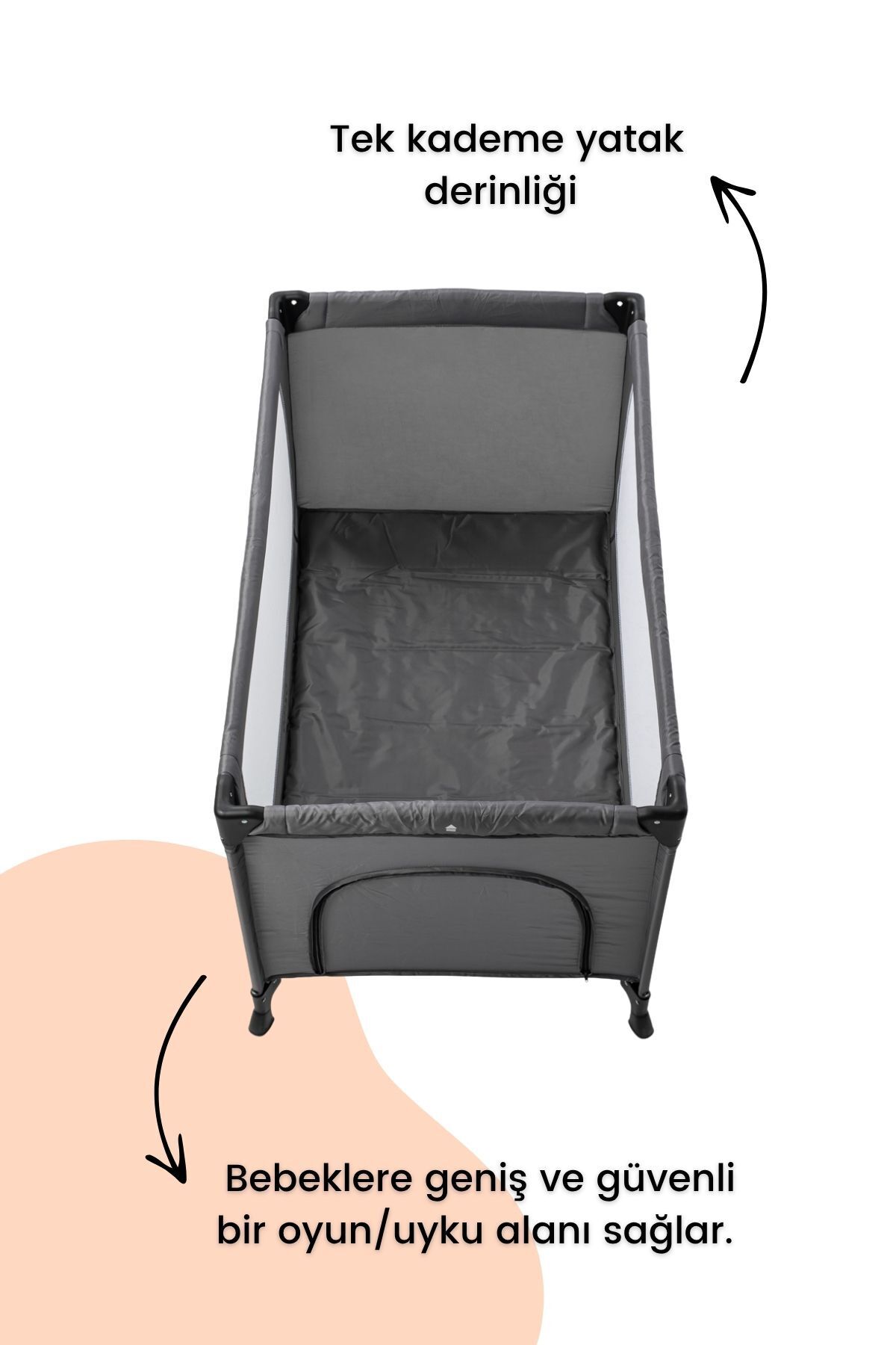 Ozmo Aura Oyun Parkı 70x120 Cm Yataklı Gri fotoğrafı 4 (önizleme)