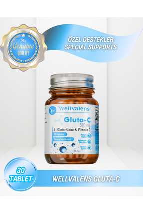 Wellvalens Gluta-C (Glutatyon & C Vitamini) Cilt Işıltısı ve Antioksidan Dest...