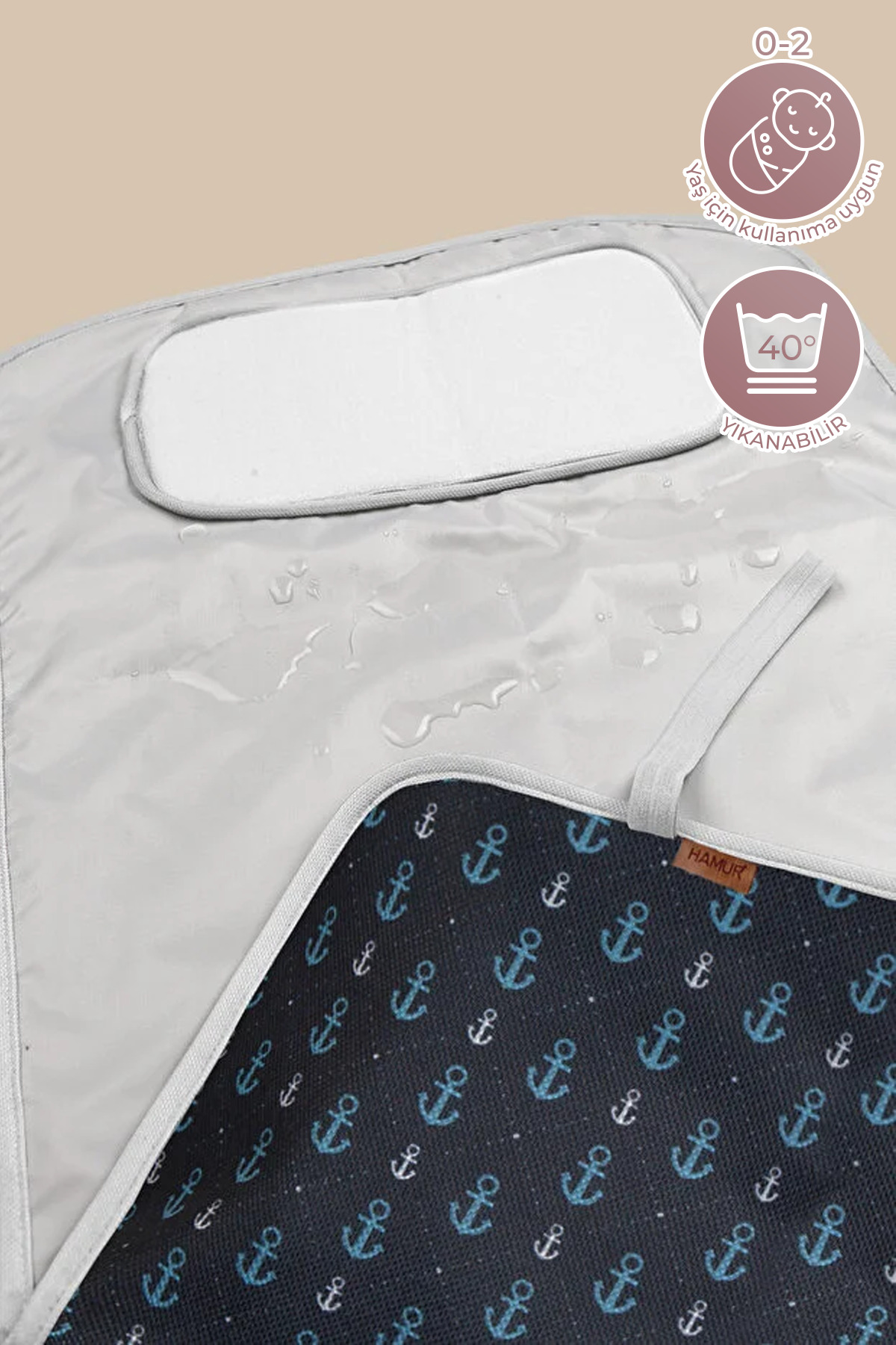 HAMUR Anne Bebek Bakım Örtüsü Yenidoğan Alt Açma Değiştirme Anchor Organizer Pedi Minderi Çift Taraflı fotoğrafı 3 (önizleme)