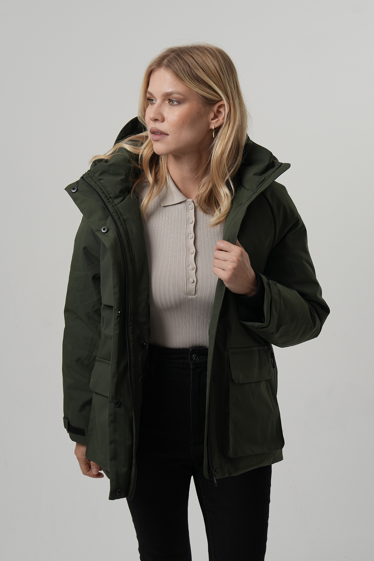 PIQUE  Kadin Mont Kapüşonlu Su itici Rüzgar Geçirmez Kadın Kaban - Görsel 4