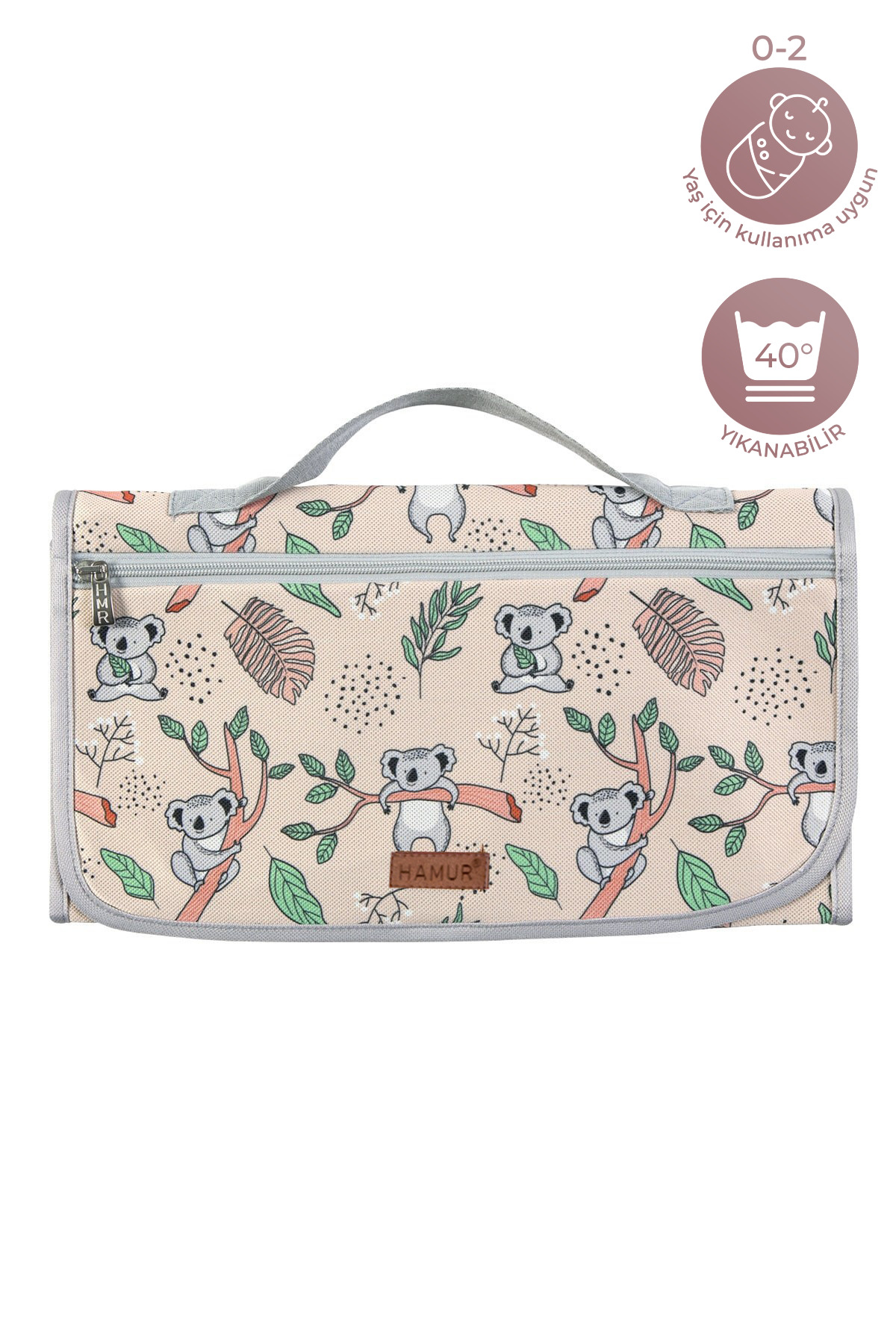 HAMUR Bebek Alt Açma Bakım Çantası Organizerli Anne Bebek Yenidoğan Değiştirme Minderi Bej Koala fotoğrafı 6 (önizleme)