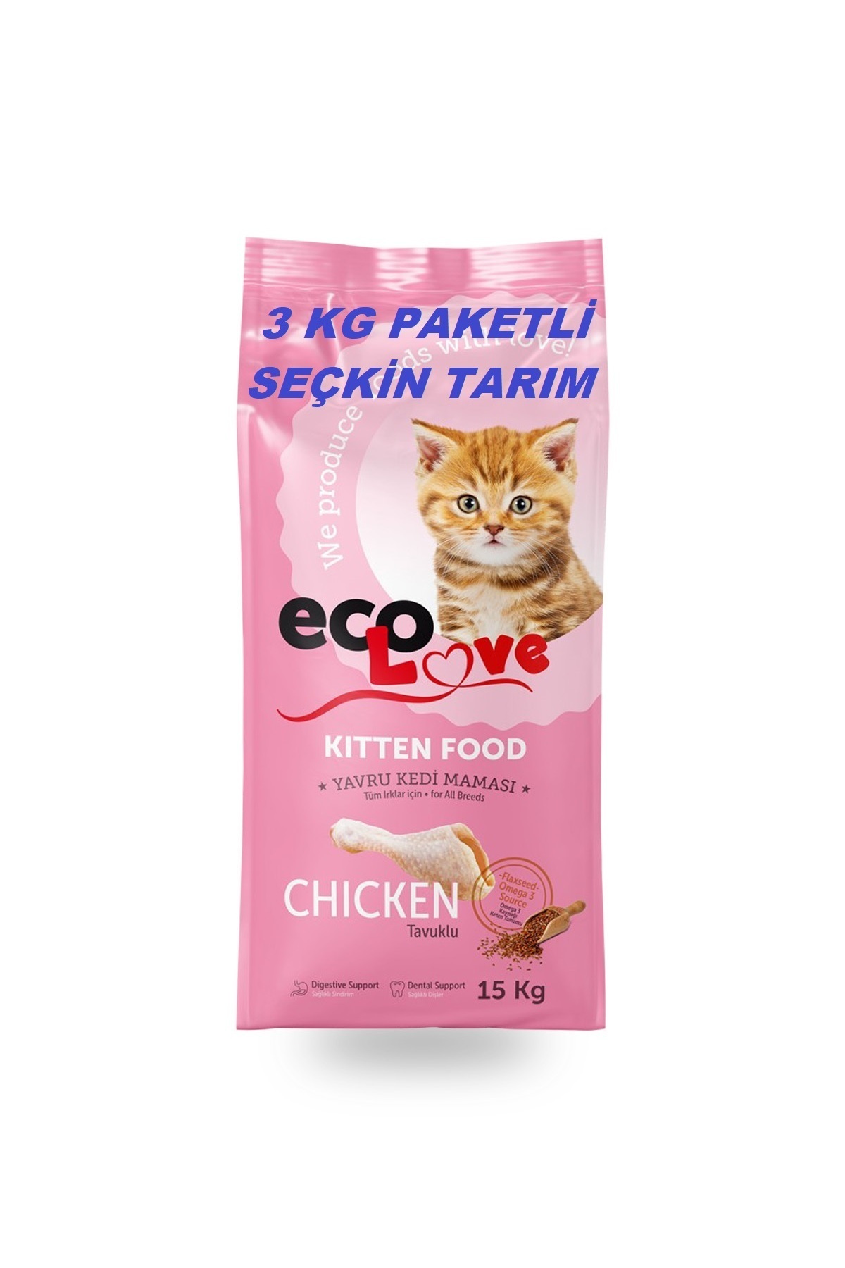 Seçkin Tarım Yavru Kediler İçin Tavuklu Kuru Mama 3 Kg - Yavru Kedi Maması Sokak Kedileri 3 Kg