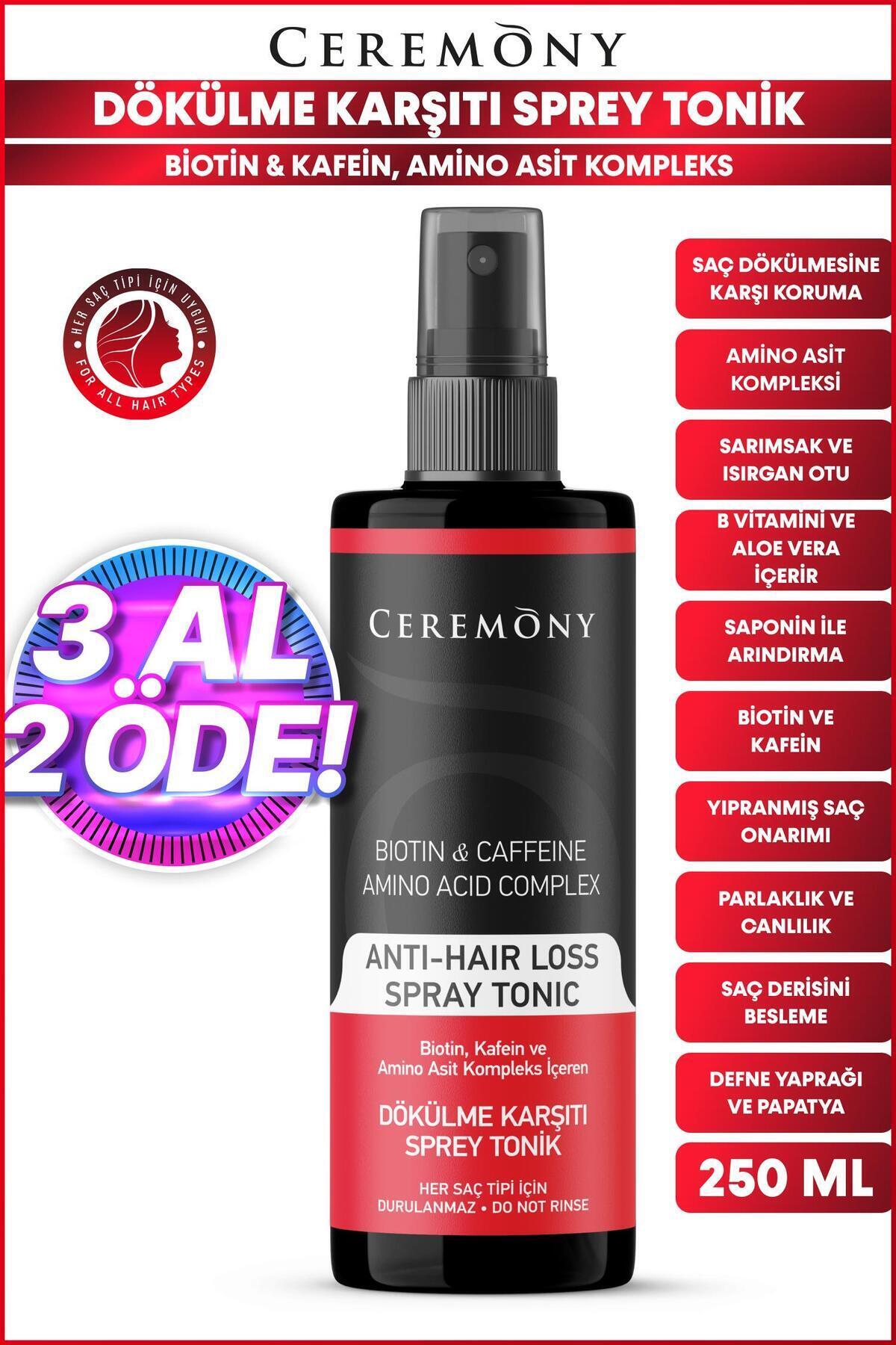 Ceremony Biotin & Kafein & Amino Kompleks İçeren Dökülme Karşıtı Saç Sprey Toniği 250 ml