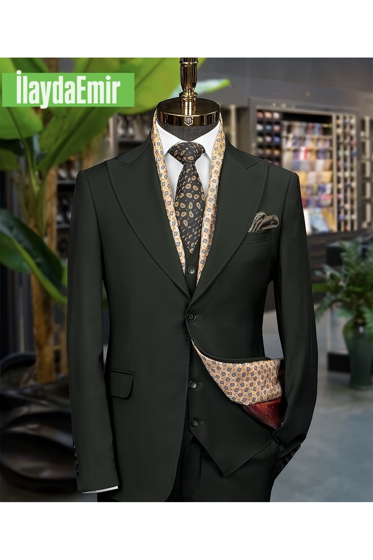 ilayda emir Blazer, Swallow Collar, Slim Fit, 6 Drop, Men's Suit Phthalo Green