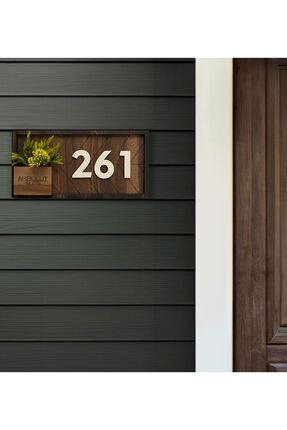 Amorf Design Dekoratif 30x15 cm Kapı süsü Ahşap Isimli Çiçekli Daire Numarası...