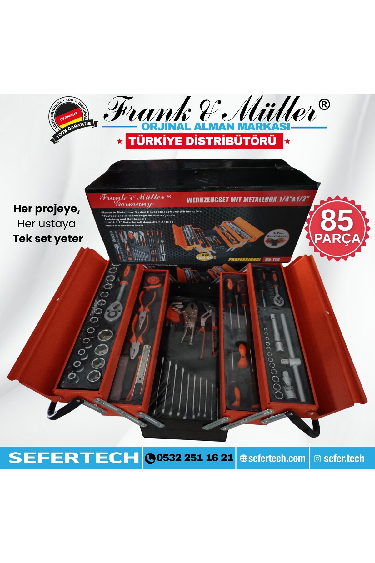 Frank & Müller Germany Tam Profesyonel 85 Parça El Aleti Anahtar