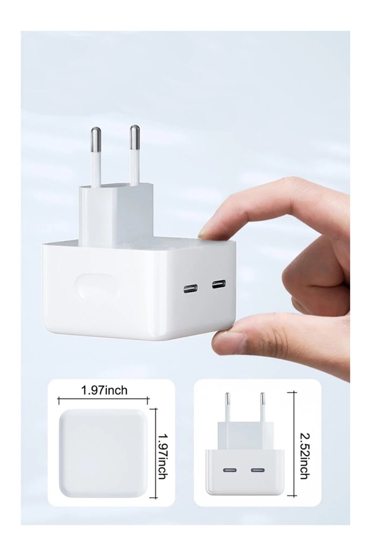 Divex Yeni Nesil Pd Type-C Uyumlu Çift Girişli Adaptör 50W Şarj Başlığı