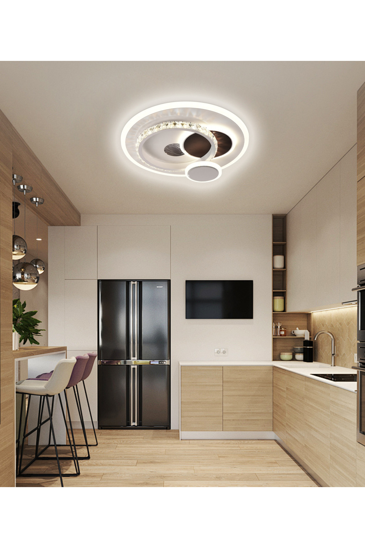 ALC-Shop Κρυστάλλινος πολυέλαιος LED HELIOX, 43W, 4 Κύκλοι, Ψυχρό/Ζεστό/Ουδέτ...
