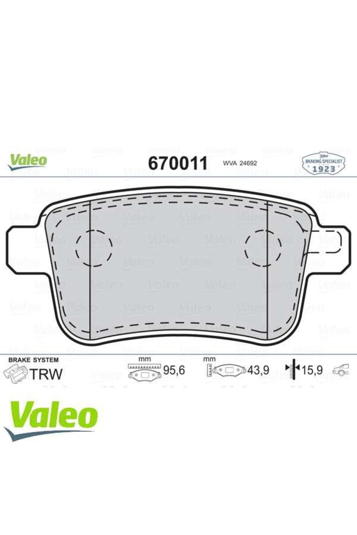 Valeo 670011 Arka Fren Balatası