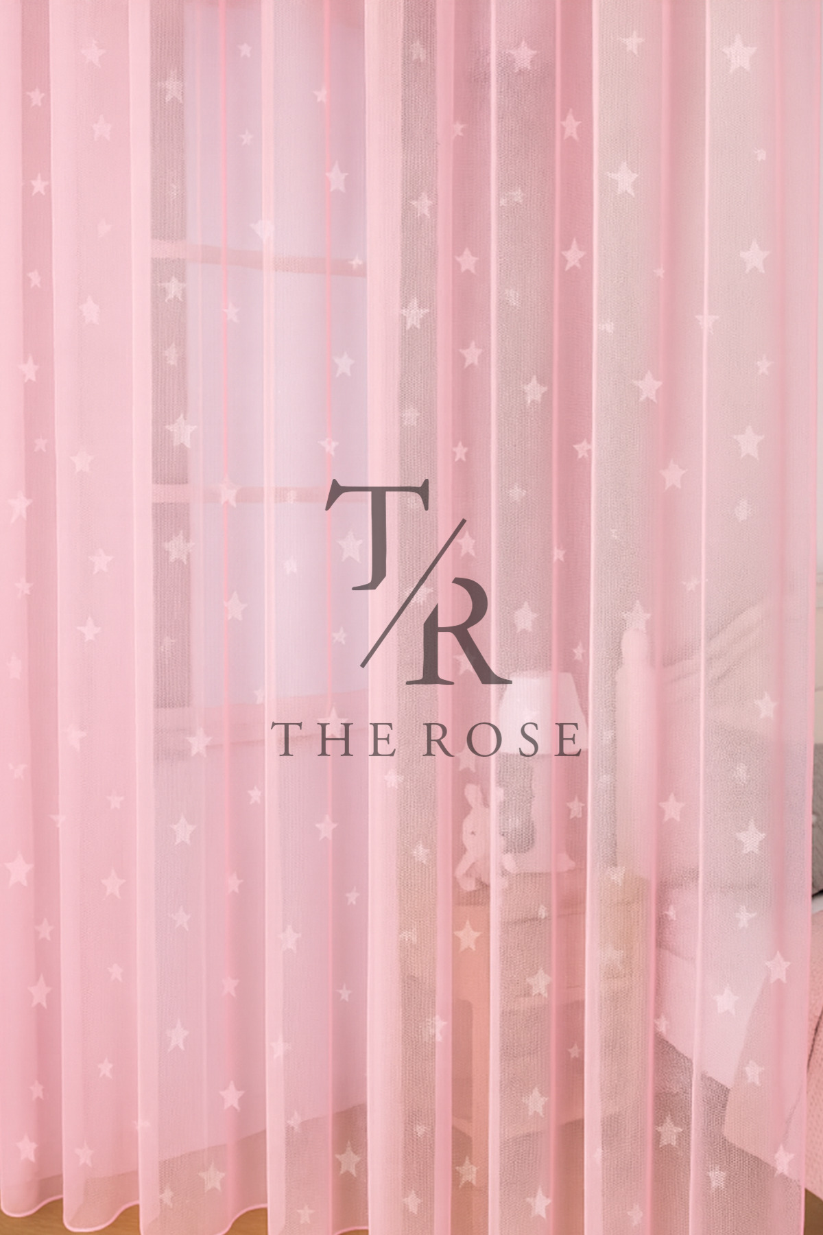 The Rose Pembe Yıldızlı Tül Perde, Kız Çocuk Odası, Sık Pile, Düz, Sade, Tül Perde, Kornişli, Yıldızlı fotoğrafı 4 (önizleme)