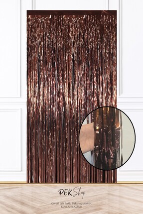 PEKSHOP Kahverengi Fon Perdesi 100x200 cm Arka Fon Kapı Perde Kahverengi