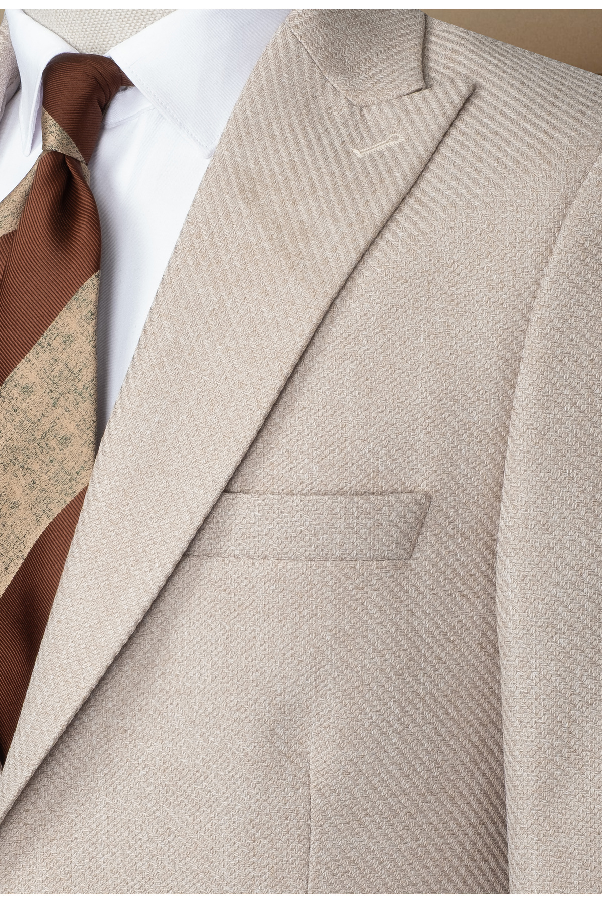 MODA DİNA  Bej Italyan Stil Slim Fit Klasik Erkek Blazer Ceket - Görsel 4